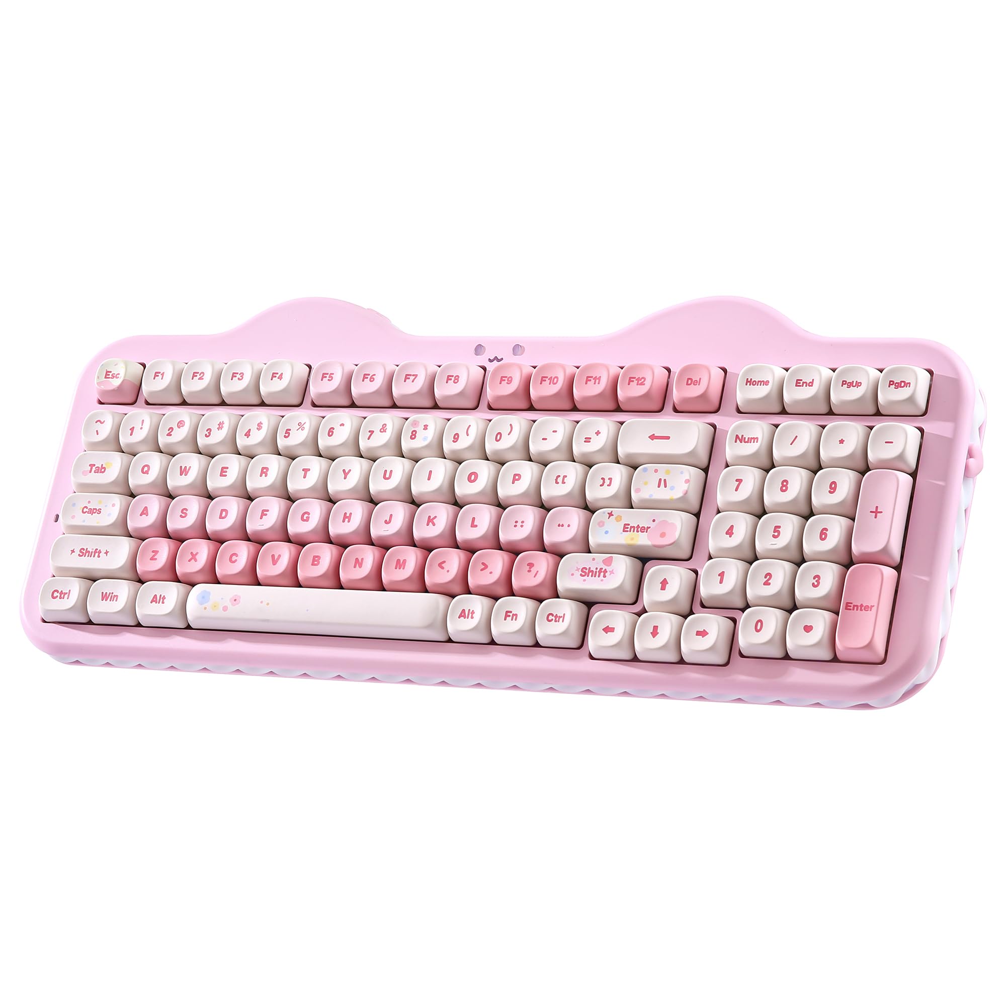 Photo 1 of YUNZII C98 Wireless Mechanical Keyboard with Number Pad,99 Key BT5.0/2.4G/USB-C Hot Swap Gasket Mount with PBT MOA Keycaps,Custom RGB,Cute Cake Keyboard for Win/Mac (Pink, Milk V2 Linear Switch)