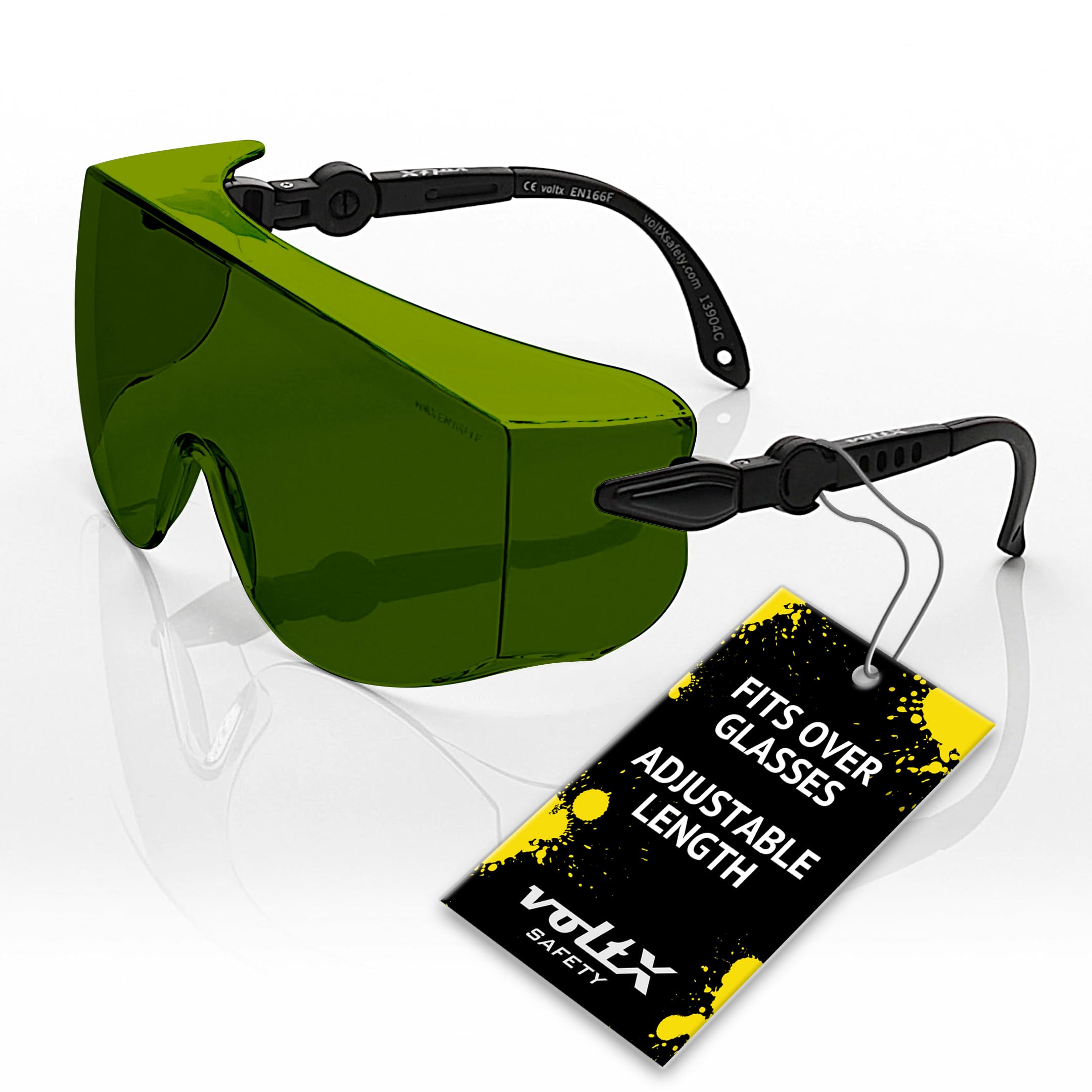 voltX 'OVERSPECS' Welding 5 Large Size, Industrial Safety Over Glasses - (Welding 5) UKCA & CE EN166f certified individually adjustable temples, scratch resistant, UV400 protection