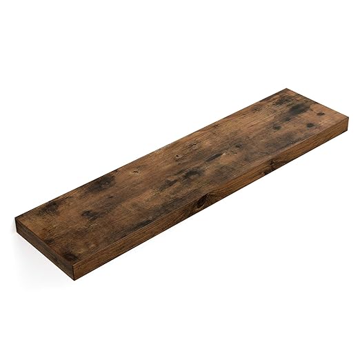 VASAGLE Wandregal, Wandboard 80 x 20 x 3,8 cm, Schweberegal Hängeregal für Bilder, Deko, MDF Holz, rustikal, braun LWS28BX