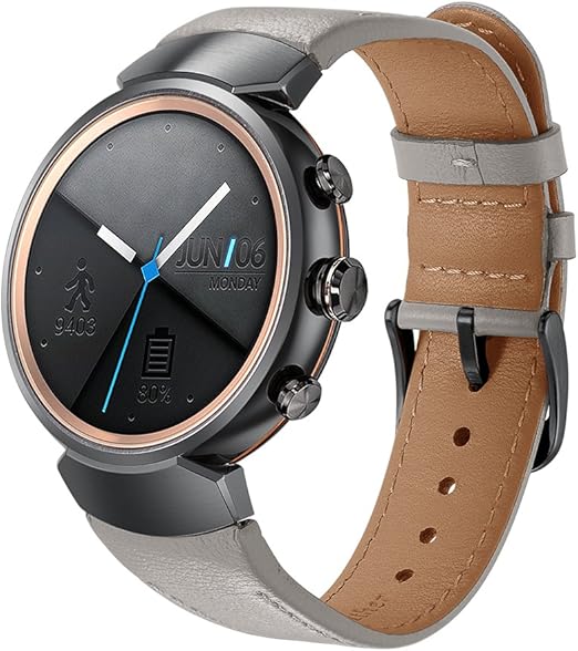 Amazon Com Kartice Compatible With Asus Zenwatch 3 Band Vintage Genuine Leather Watch Band Strap Replacement Watchband Witt Metal Clasp Buckle Grey 14mm