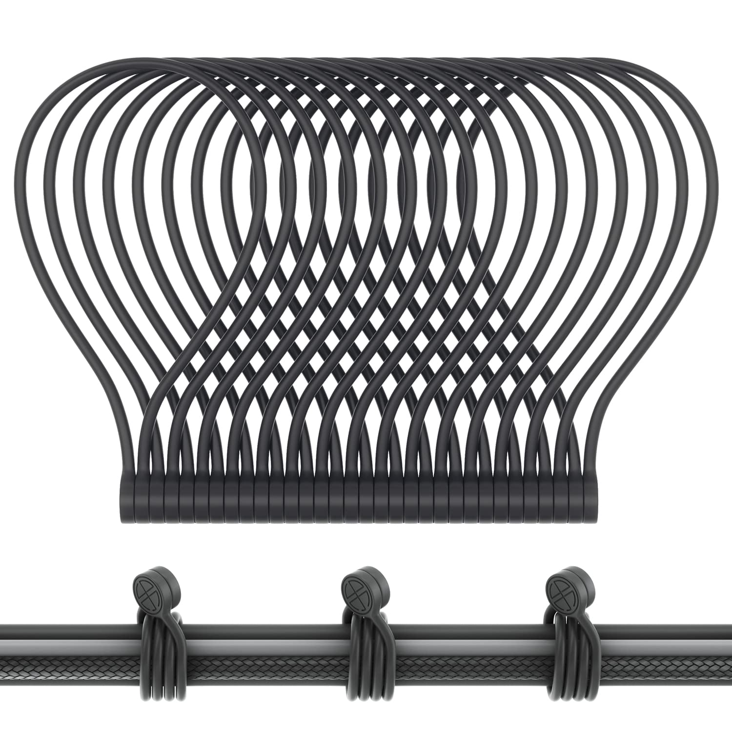 Silicone Magnetic Cable Ties, Reusable Magnetic Twist Ties with Strong Magnet Cable Straps for Bundling and Organizing, Home, Office, School (Black-16 Packs) — image 1