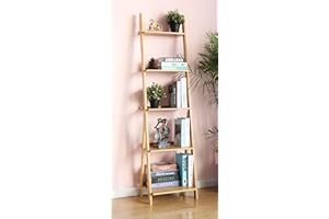 HYNAWIN Corner Ladder Shelf Storage Shelving, 5 Tier Books/CDs/Albums/Files Holder in Living Room Home Office,Simple Assembly