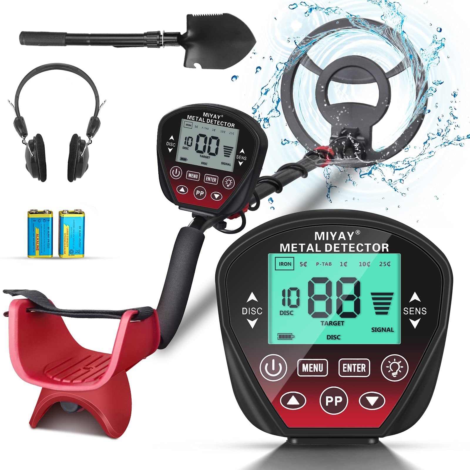 Photo 1 of Professional Metal Detector for Adults Waterproof, Gold Metales Detectors Lightweight with LCD Display, Pinpoint & Disc & Notch & All Metal 5 Modes, Set of Metal Detector, Battery Included