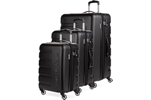 SwissGear 7366 Hardside Expandable Luggage with Spinner Wheels, Black, 3-Piece Set (19/23/27)