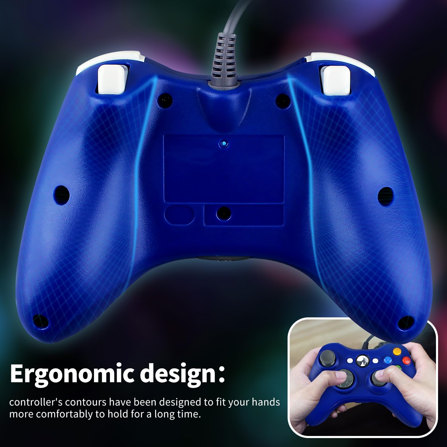 OSTENT Wired USB Controller Gamepad Joystick for Microsoft Xbox 360 Console Windows PC Laptop Computer Video Game Color Blue