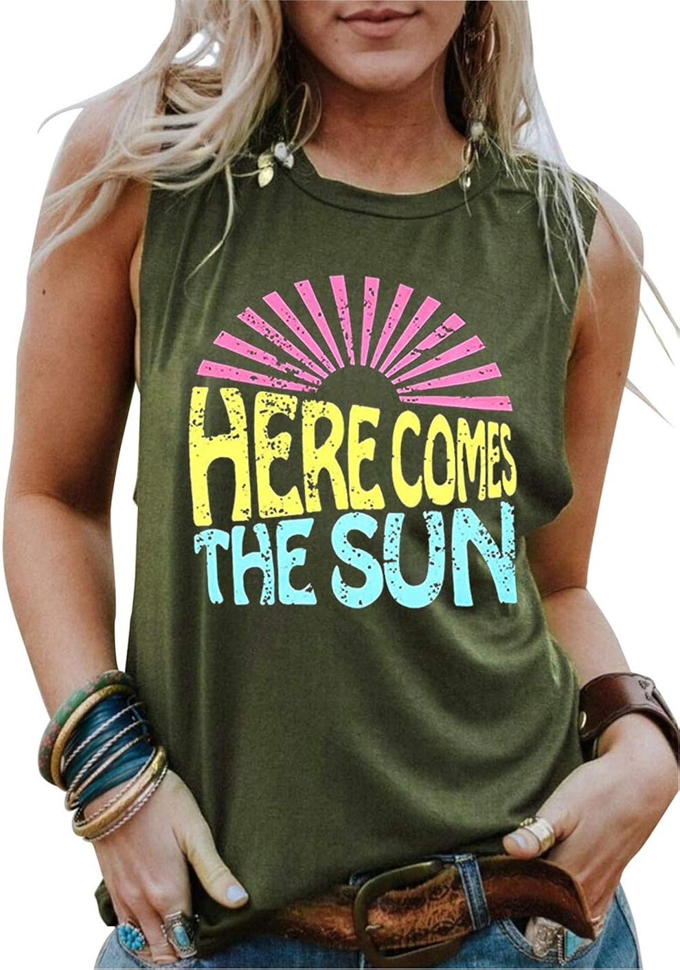 Umsuhu Graphic Tank Tops for Women Summer Sleeveless Graphic Tank Tops