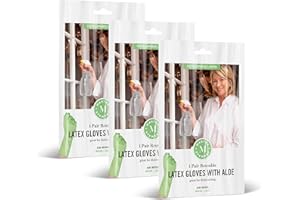 MARTHA STEWART Medline Aloe-Infused Cleaning Gloves, Reusable Latex Gloves for Household Cleaning, Flocklined Cleaning Gloves