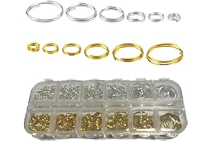 GENERIC 6 Size Gold and Sliver Jump Rings,Double Loops Round Split Small and Medium Key Chain Ring for Jewelry Making and Keychain Home Car Dog tag Rings DIY Crafts