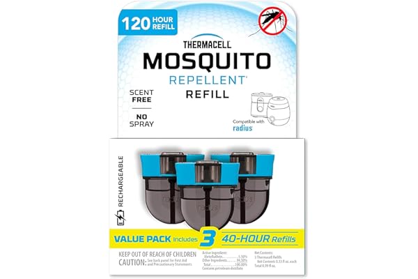 Thermacell Rechargeable Mosquito Repeller Refills; Advanced Repellent Formula Provides 20 foot Protection Zone; Compatible with Thermacell E-Series & Radius Only; No DEET, Spray or Flame