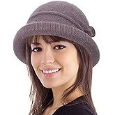 Women Winter Knit 1920s Vintage Bucket Bowler Hat Round Brim Warm Hat