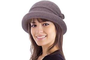 COLORSUN Women Winter Knit 1920s Vintage Bucket Bowler Hat Round Brim Warm Hat