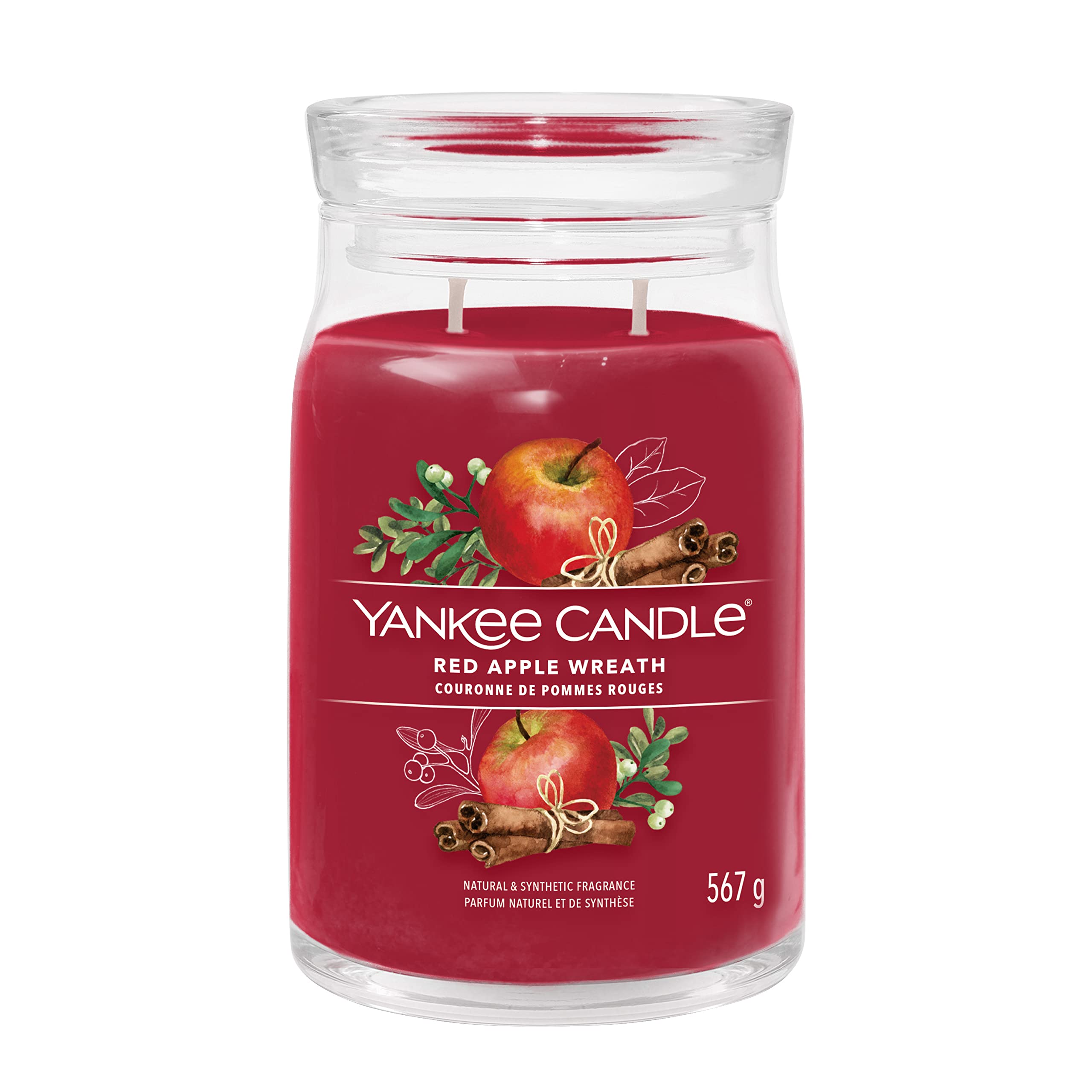 Yankee Candle Signature Scented Candle | Red Apple Wreath Large Jar Candle with Double Wicks | Long Burning Candle for Women