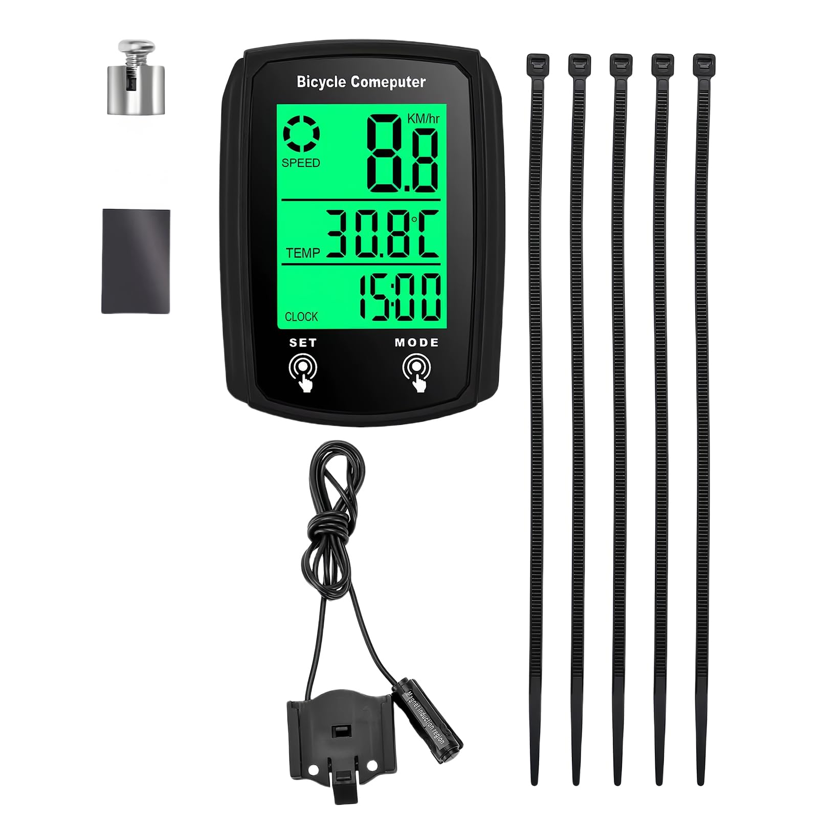 Bike Computer, 19 Functions IP54 Waterproof GPS Speedometer Odometer, Wired Cycling Computer Touch Screen with Backlit Touch Screen, Universal Cycle Computer for Bikes Compatible with All Bike Models