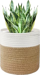 Tenn Well 30cm Indoor Plant Pot Basket with Liner Cotton Woven Storage