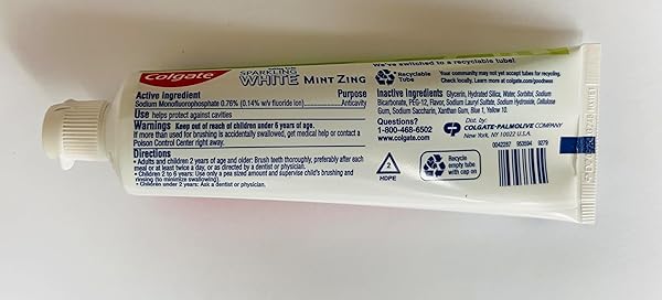COLGATE SPARKLING WHITE WHITENING TOOTHPASTE, MINT – 4 OUNCE (6 PACK)