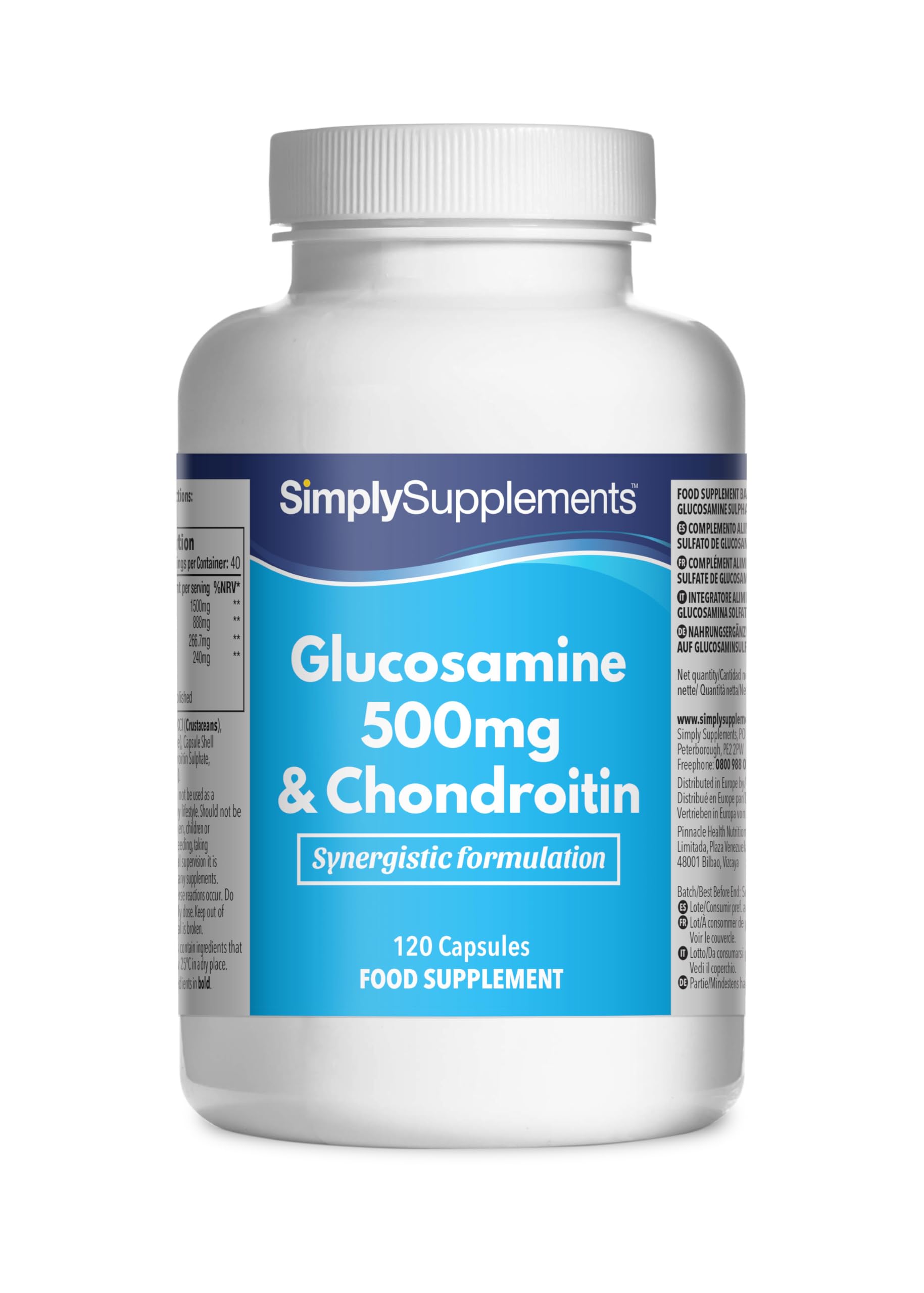 Glucosamine 2KCl & Chondroitin 95% | High Strength | Supports an Active Lifestyle | Marine Sourced | 3rd Party Tested | 120 Capsules = 40 Days’ Supply | GMP-Certified & UK-Made