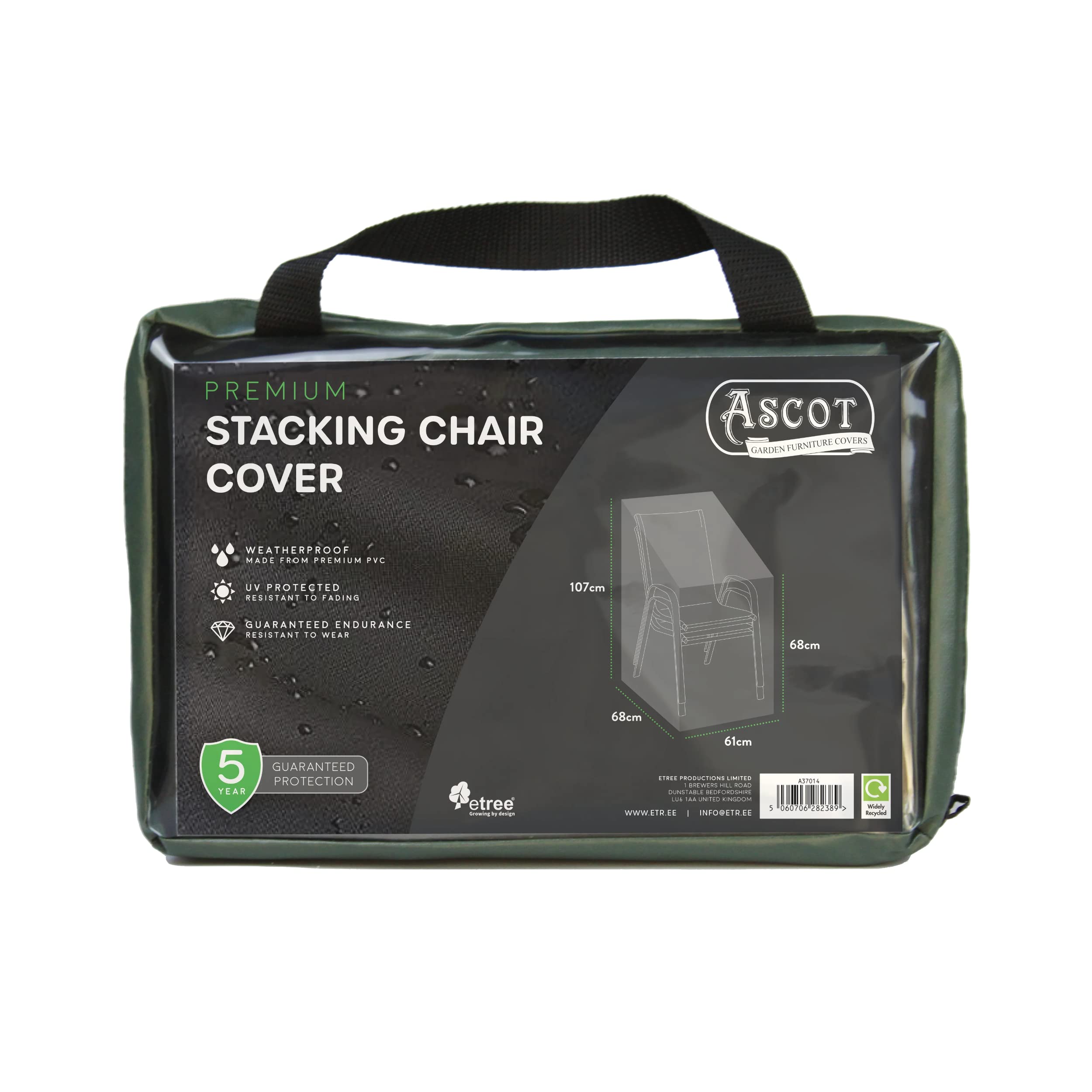 Ascot Premium Stacking Chair Cover - 61 X 68 X 68/107 (H) cm Garden Green