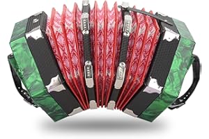 GAEIRT Concertina, Professional Concertina 20 Buttons Accordion Concertina Musical Instrument Accessory with Carrying Bag for Daily Practice Stage Performance(Green)