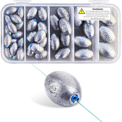 Egg Fishing Sinkers Weights Assortment Lead Oval Shape Bass
