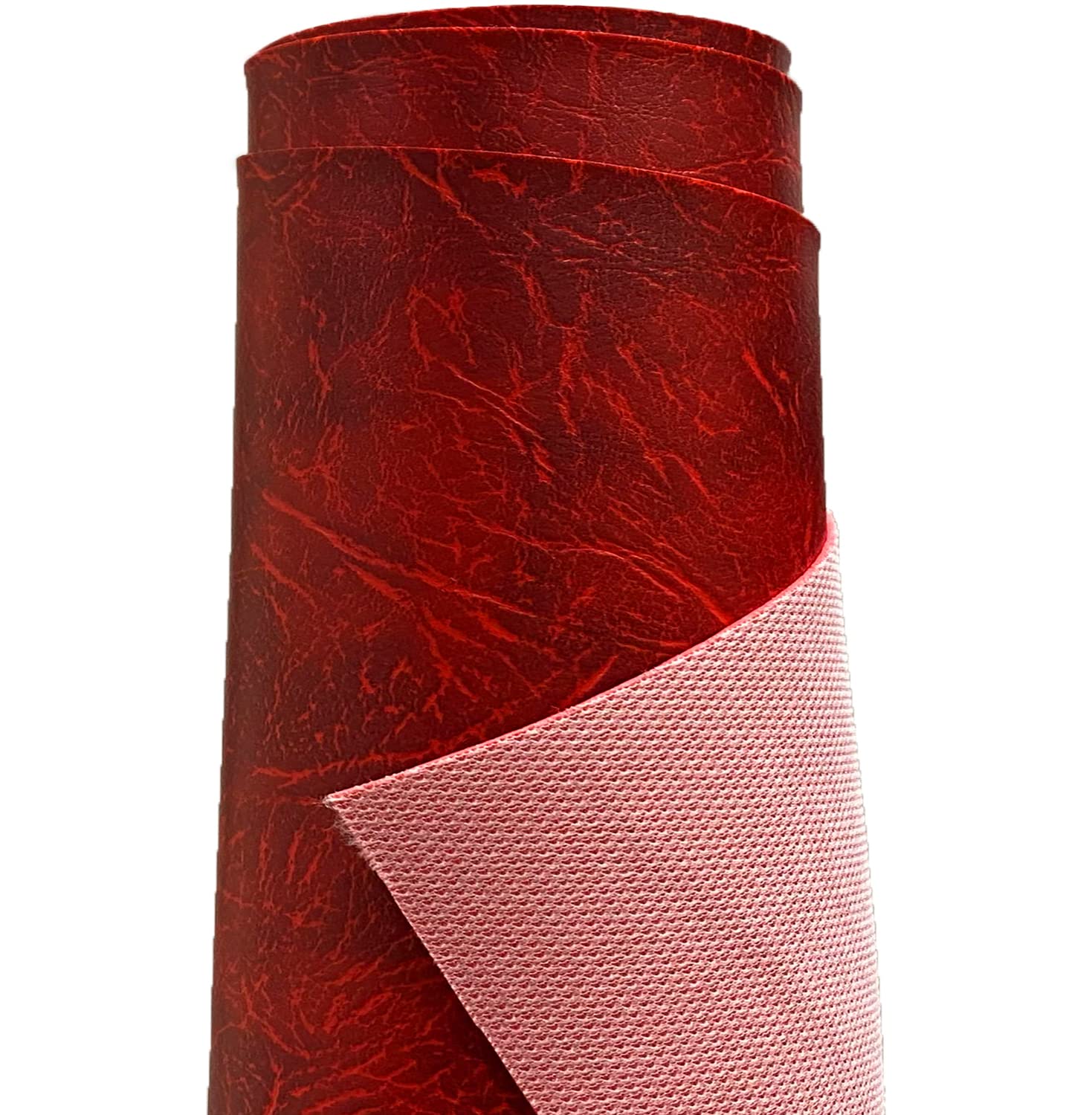 A-Express Heavy Thick Faux Leather Fabric Grained Leatherette Vinyl Leathercloth Automotive Home Decor Upholstery Material - Red 2 Metres 200cm x 140cm — image 1