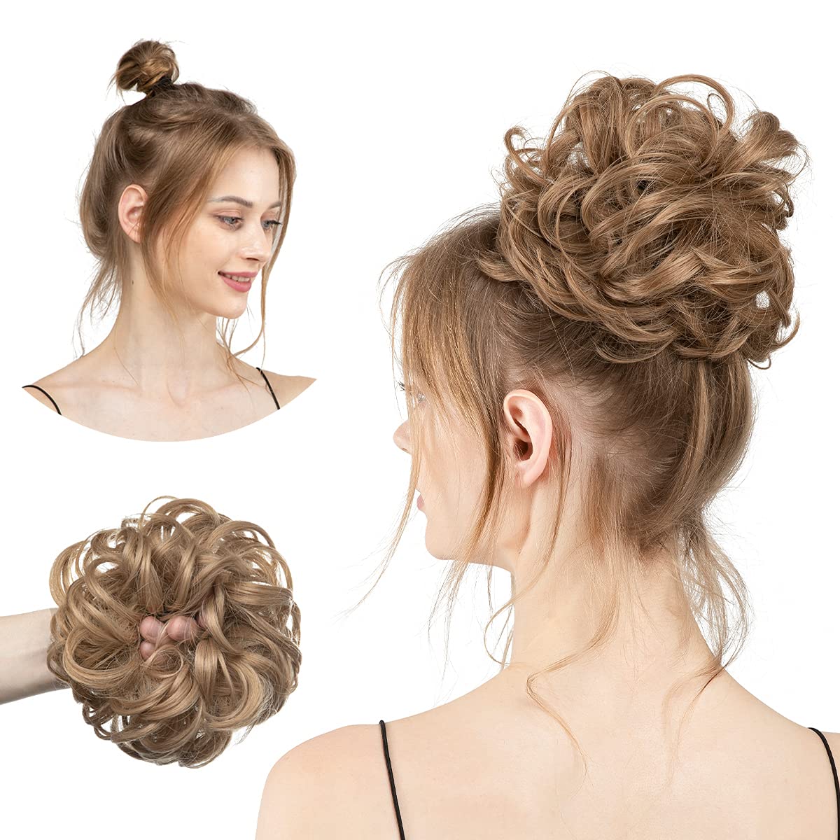 SARLA Messy Bun Hair Piece for Womens Synthetic Scrunchies Buns Extension Hairpieces Updo Pony Tail Pecan Blonde