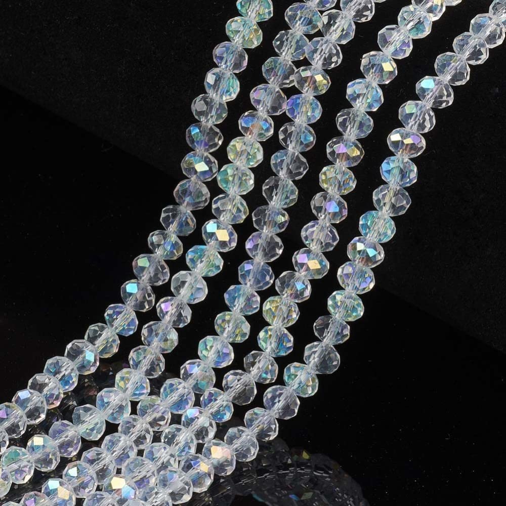 Czech Bohemian Crystal Pearls 4 mm Czech Pearls CZ Glass Cut Beads Faceted Rondelle Beads Glass Beads 1 Strand (Crystal AB) 120 Pieces