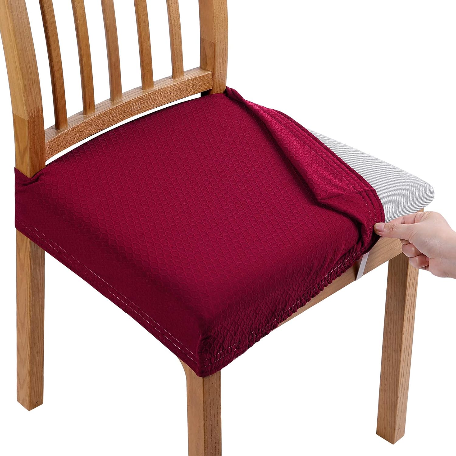 smiry Stretch Jacquard Chair Seat Covers for Dining Room, Removable Washable AntiDust Chair