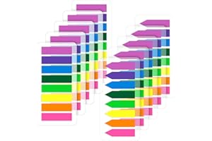 TKTB (2000 Pcs) Page Markers Bright Sticky Tabs, Translucent Small Sticky Notes Flags and Arrow Flags, Fluorescent Index Tab Stickers for Notebooks [8 Colors, 10 Sets]