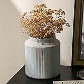 Farmhouse Vase for Home Decor, Vintage Rustic Terracotta Flower Vase Suitable for Home Decor, Living Room, Shelf, Dining Table. 7IN.Light Green