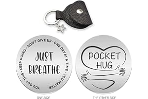 RYOTKIK Just Breathe Inspirational Pocket Hug Stainless Steel Double Sided Token Gift, Long Distance Relationship Keepsake, Gift for Family Friends Wife Son Daughter