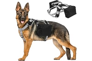 DORA BRIDAL Dog Backpack for Medium & Large Dogs, Dog Backpack Harness, Dogs Hiking Backpack with Side Pockets, Outdoors Pet Saddle for German Shepherd, Labrador (Black, Large)