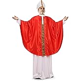 Catholic Bishop Costume, pope costume,Red and White Papal Robe with Mitre Hat, Adult Religious Ceremonial Outfit