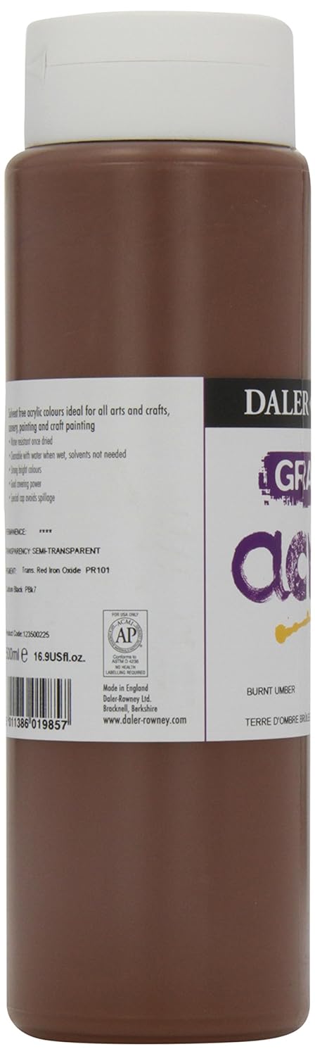 Daler Rowney DR123500225 GRADUATE ACRYLIC 500ML BURNT UMBER , Brown, 500 ml (Pack of 1) - Image 5