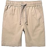 GUNLIRE Boys Cotton Shorts Summer Pull On Elastic Drawstring Casual School Uniform Shorts Outfits