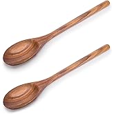 HAKSEN 2PCS Wooden Cooking Spoons, Wooden Kitchen Utensil Large Cooking Spoon for Cooking Serving Mixing