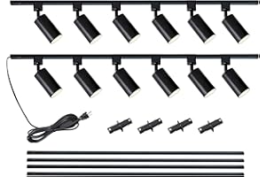 LRAEMXG Plug-in Track Lighting Kit With Power Cord, 12-Light GU10 H Type Rails, Modern Kitchen LED Ceiling Spot Light Fixtures, 13FT, Black (No Bulbs)