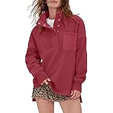 Locachy Womens Casual Oversized Sweatshirt Long Sleeve Button Henley Neck Pullover Tops Fashion Outfits Clothes