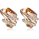 Leafael Wish Stone Stud Earrings with Birthstone Crystals, 18K Rose Gold Plated or Silver-tone