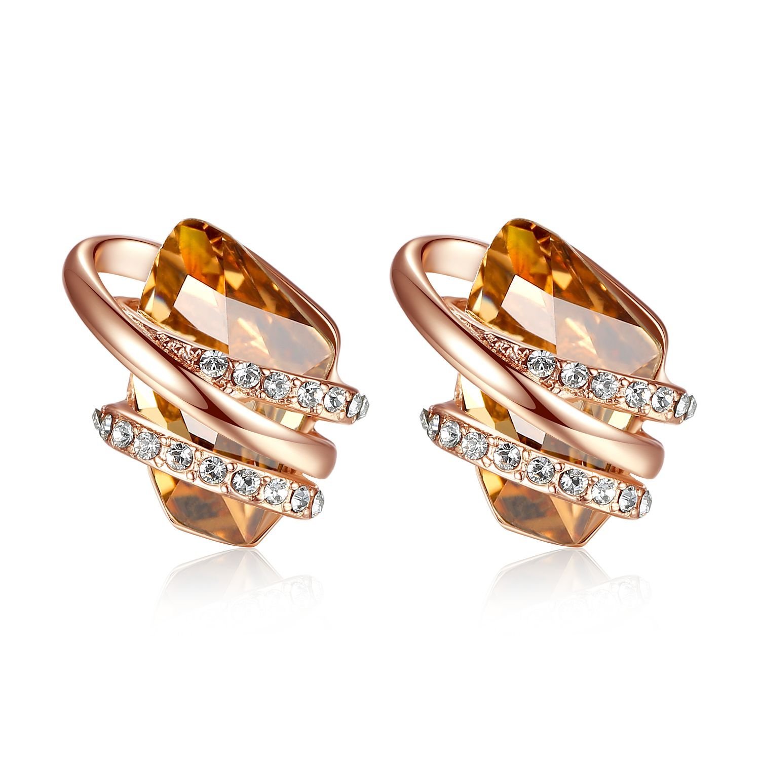 Leafael Valentine's Day Gift Earrings for Women, Wishstone Birthstone Crystal Stud Earrings with Healing Stones, Allergy-Free Jewellery with Gift Box, Silver-Tone or Rose Gold — image 1