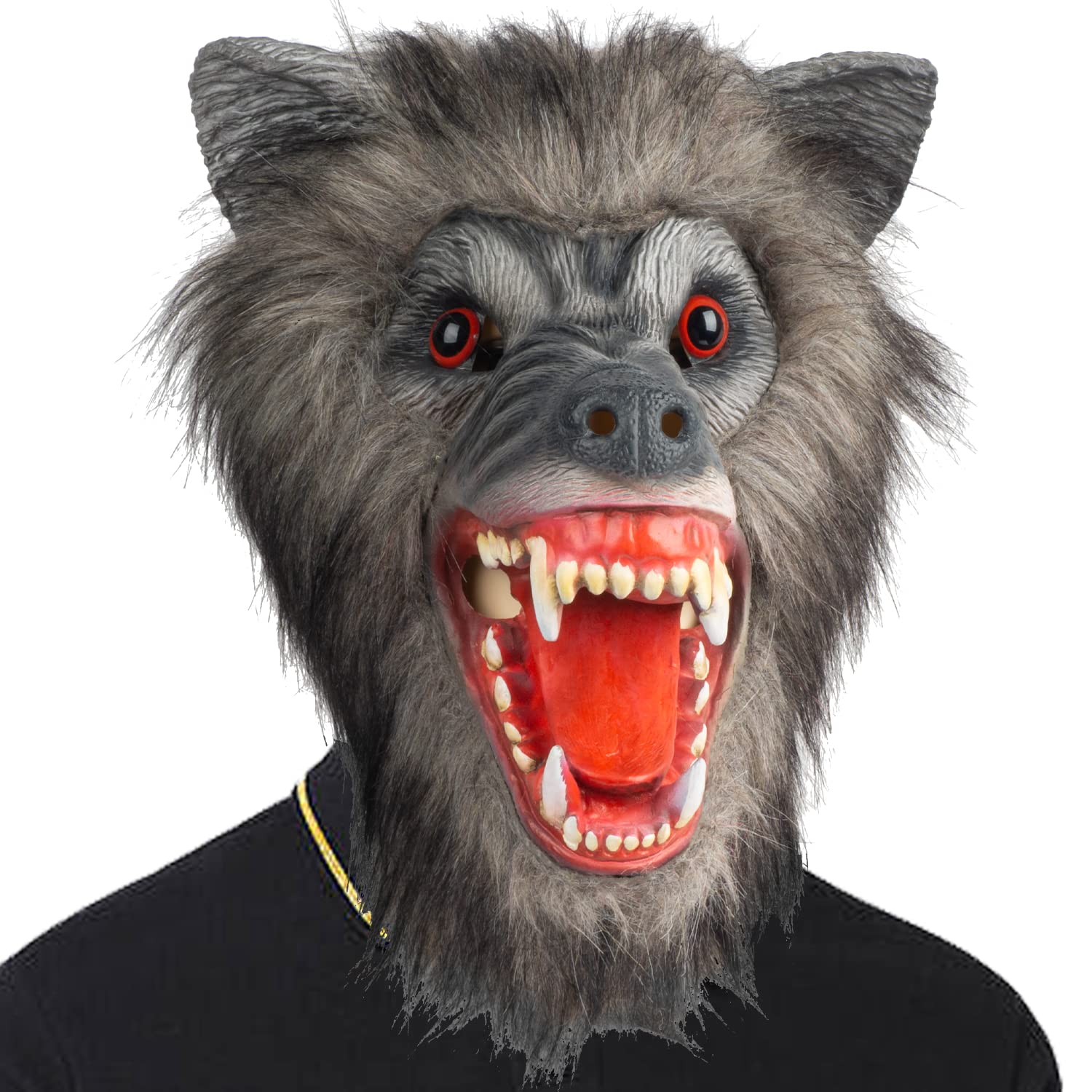 CreepyParty Grey Werewolf Mask Halloween Scary Horror Monster Full Head Latex Mask Costume Masks for Adults