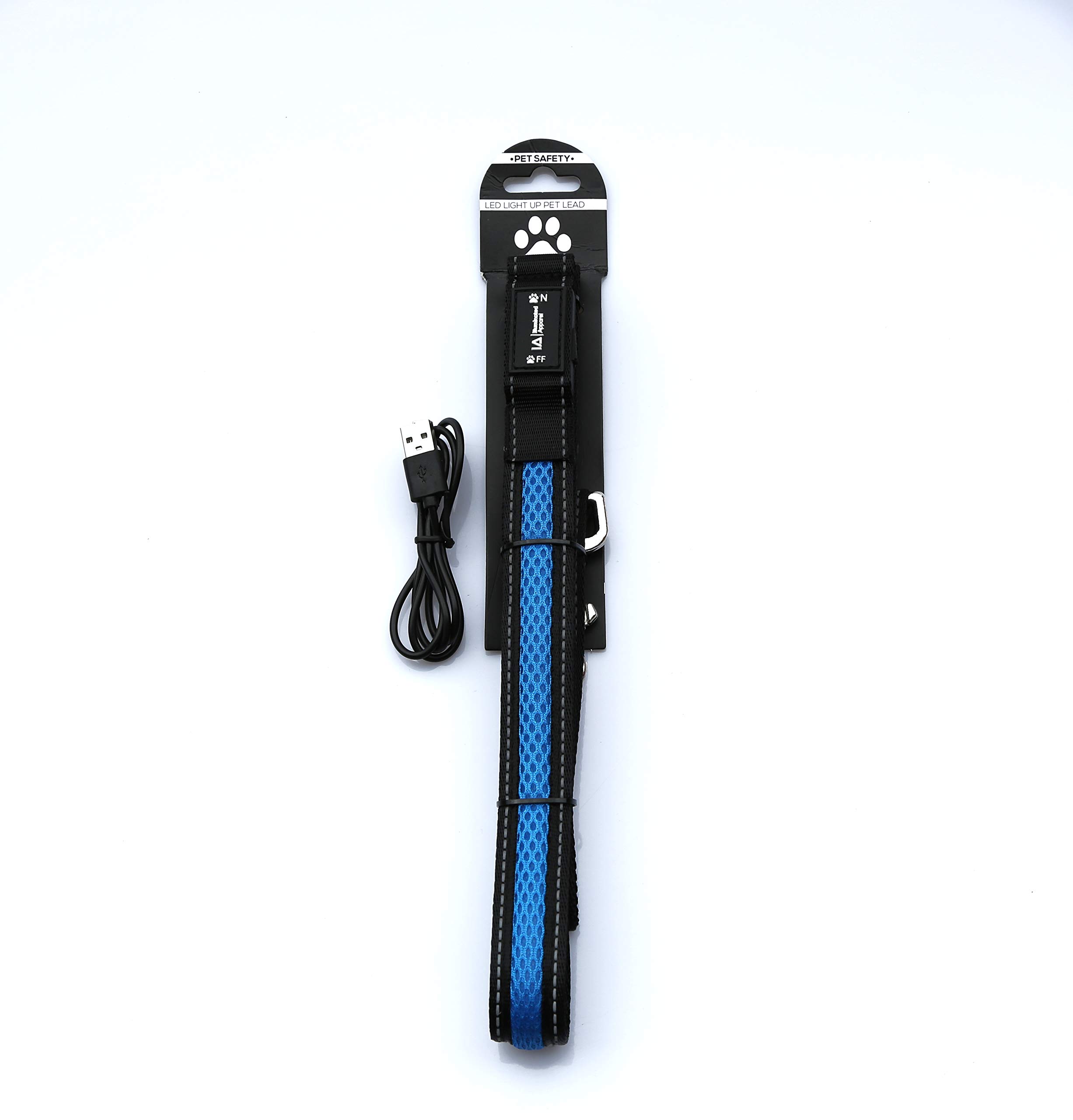 Illuminated Apparel Rechargeable LED Light Up Dog Pet Lead (Blue)