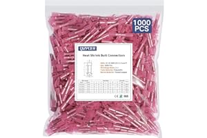 1000 Pcs Red Heat Shrink Butt Connectors, 22-16 AWG Marine Grade Insulated Crimp Wire Connectors, Waterproof Electrical Conne