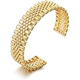 GREICHFAN Gold/Silver Wide Hammered Textured Cuff Bangle Bracelets for Women