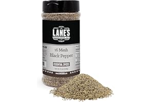 Lane's 16 Mesh Coarse Black Pepper Ground, 8 oz - Premium Coarse Ground Black Pepper Seasoning with Bold Flavor, Slow-Release Heat, Ideal for Grilling & Cooking, Gluten-Free Spice, No Preservatives