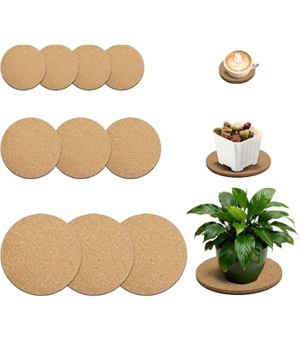 Lot De 8 Soucoupes En Bambou Pour Plantes - Plateau Rond 6.5cm Diamètre Extérieur