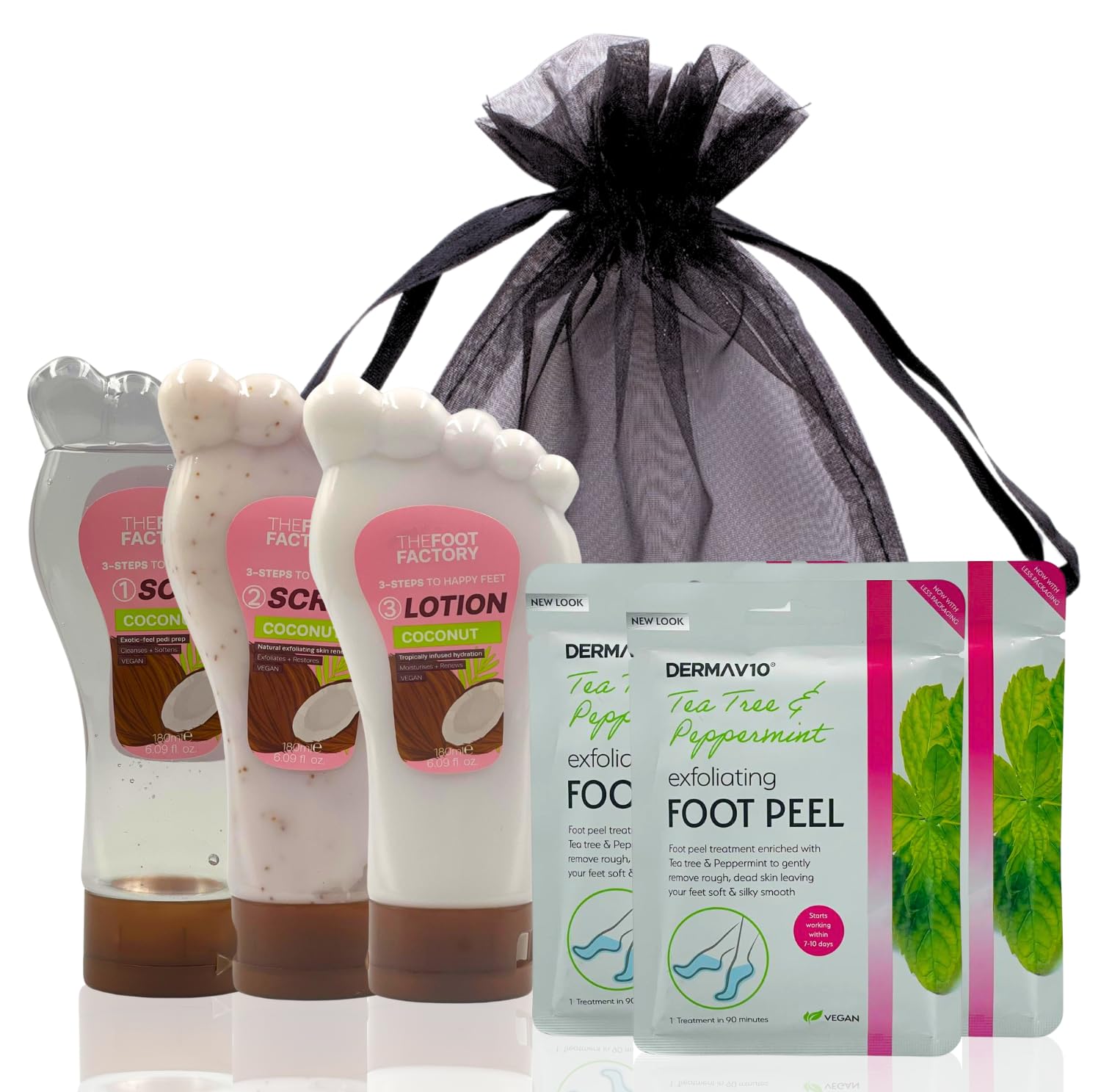 Ultimate Foot Spa Kit – Foot Peel Mask, Exfoliating Foot Mask, Foot Soak, Lotion & Peeling Socks, Foot Care for Smooth, Soft Feet (Coconut)