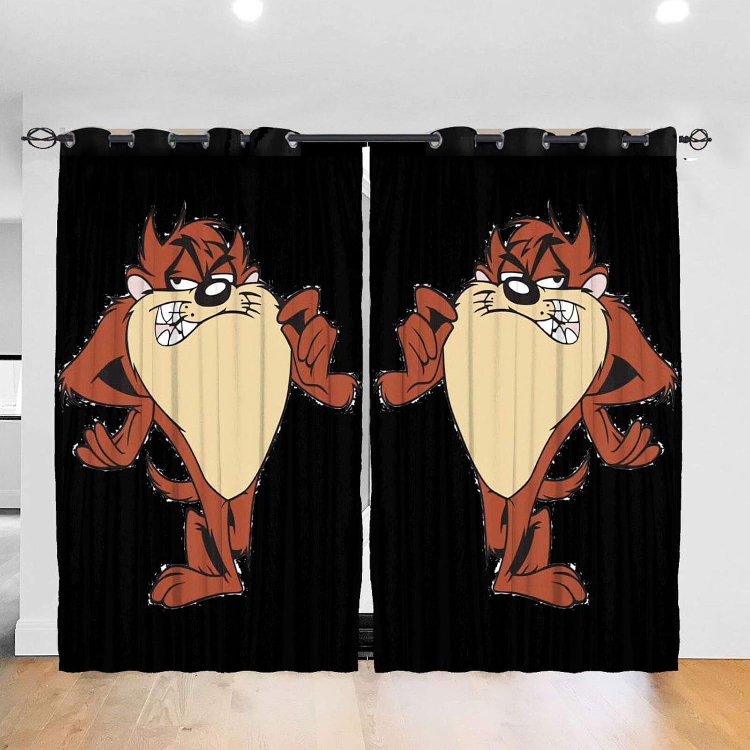 SuperDuo Loo-Neytunes Tas-Manian Devil Taz Blackout Window Curtains Thermal Insulated Room Darkening Drape for Bedroom Living Room 52 X 72 Inch