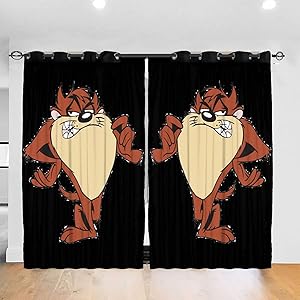 SuperDuo Loo-Neytunes Tas-Manian Devil Taz Blackout Window Curtains Thermal Insulated Room Darkening Drape for Bedroom Living Room 52 X 72 Inch