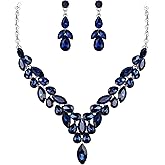 EVER FAITH Bridal Wedding Jewelry Set Marquise Crystal Leaf Teardrop Bride Necklace Earrings Sets