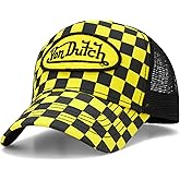 Von Dutch Monogram Trucker Cap - Retro Snapback Cap for Men and Women - Adjustable Snap Fit Panel, Mesh Rear, Curved Bill